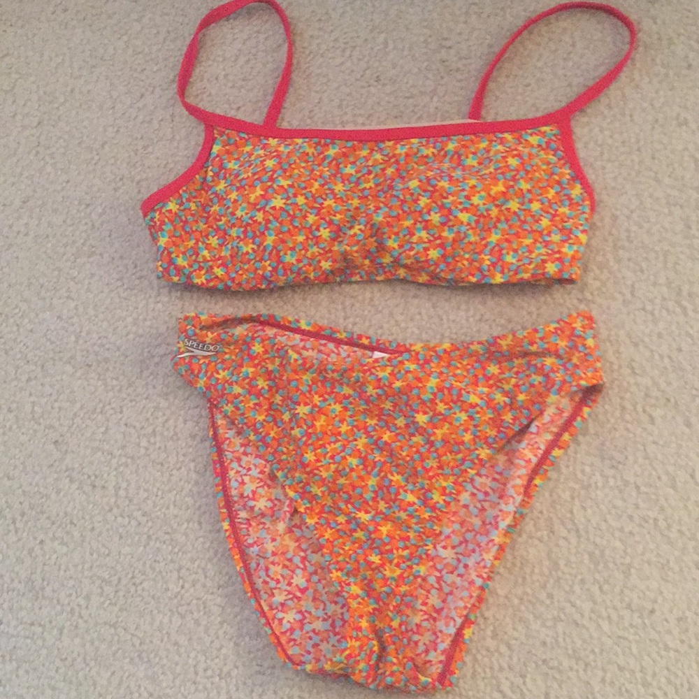 5/$25 2 piece orange and yellow flowers Swim suit